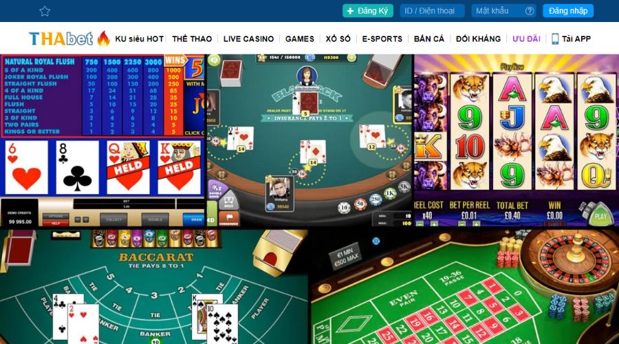 Thiết kế giao diện sảnh casino nhà cái THABET tối giản nhưng vô cùng tinh tế